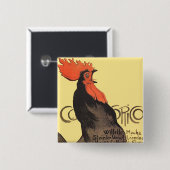 Rooster Steinlen Cocorico Französische Kunst Button (Vorne & Hinten)