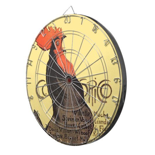 Rooster Steinlen Cocorico Französische Kunst Dartscheibe (Vorderseite rechts)