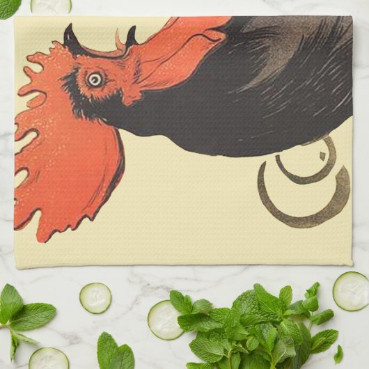 Rooster Steinlen Cocorico Französische Kunst Geschirrtuch (Gefaltet)