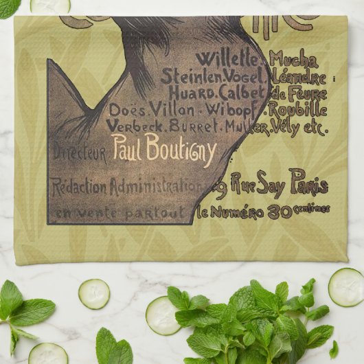 Rooster Steinlen Cocorico Französische Kunst Geschirrtuch (Gefaltet)