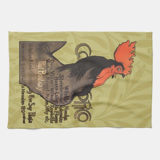 Rooster Steinlen Cocorico Französische Kunst Geschirrtuch (Horizontal)