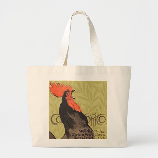 Rooster Steinlen Cocorico Französische Kunst Jumbo Stoffbeutel (Vorne)