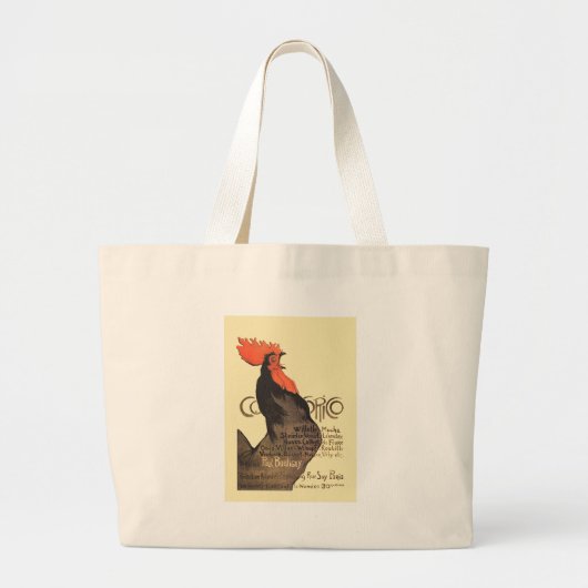 Rooster Steinlen Cocorico Französische Kunst Jumbo Stoffbeutel (Vorne)