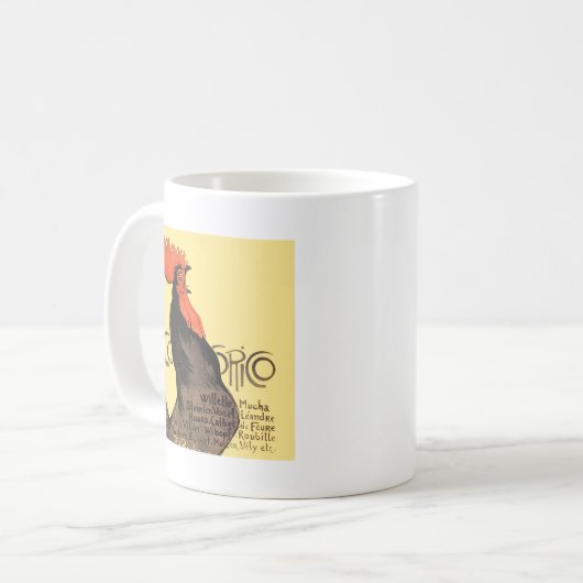 Rooster Steinlen Cocorico Französische Kunst Kaffeetasse (Vorderseite Links)