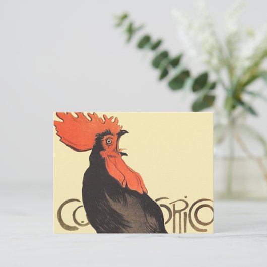 Rooster Steinlen Cocorico Französische Kunst Postkarte (Stehend Vorderseite)