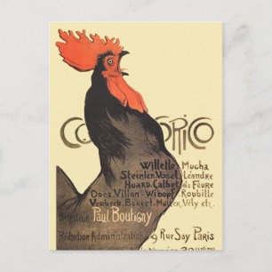 Rooster Steinlen Cocorico Französische Kunst Postkarte