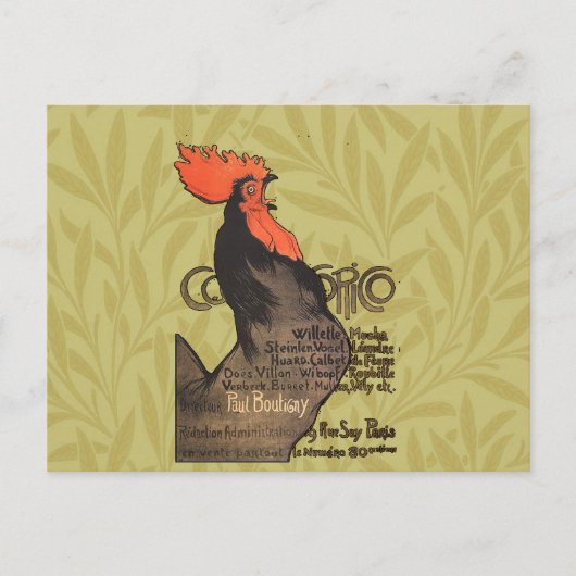 Rooster Steinlen Cocorico Französische Kunst Postkarte (Vorderseite)