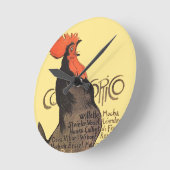 Rooster Steinlen Cocorico Französische Kunst Runde Wanduhr (Winkel)