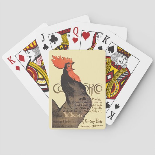 Rooster Steinlen Cocorico Französische Kunst Spielkarten (Rückseite)