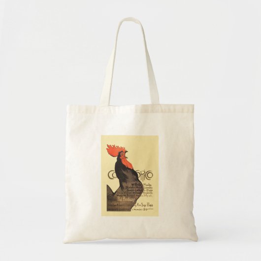 Rooster Steinlen Cocorico Französische Kunst Tragetasche (Vorne)