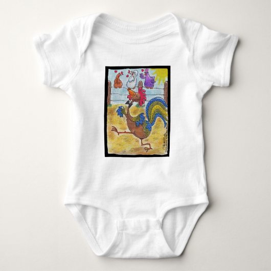 Rooster Strut Baby Strampler (Vorderseite)