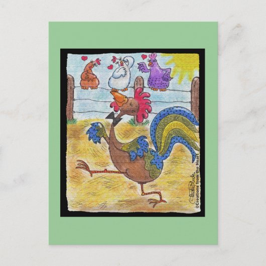 Rooster Strut Postkarte (Vorderseite)