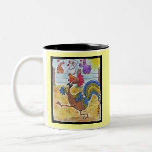 Rooster Strut Zweifarbige Tasse
