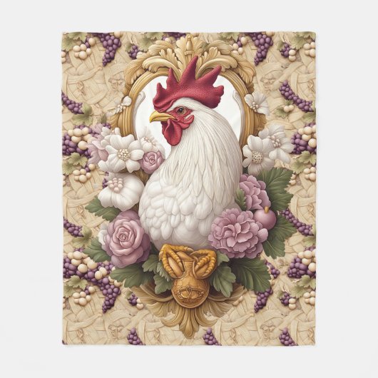 Rooster & Traubenfleece Blanket Fleecedecke (Vorderseite)