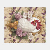 Rooster & Traubenfleece Blanket Fleecedecke (Vorderseite (Horizontal))