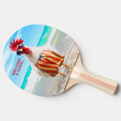 Rooster Typ Chillin' am Strand in Swim Trunks Tischtennis Schläger (Seitenansicht)