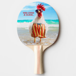 Rooster Typ Chillin' am Strand in Swim Trunks Tischtennis Schläger