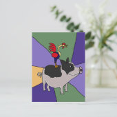 Rooster über die Schweinezucht Postkarte (Stehend Vorderseite)