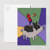 Rooster über die Schweinezucht Postkarte (Vorne/Hinten)