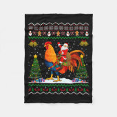 Rooster Ugly Xmas Gift Santa Riding Rooster Christ Fleecedecke (Vorderseite)