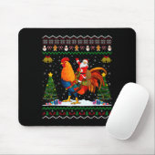 Rooster Ugly Xmas Gift Santa Riding Rooster Christ Mousepad (Mit Mouse)