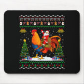 Rooster Ugly Xmas Gift Santa Riding Rooster Christ Mousepad (Vorne)
