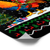 Rooster Ugly Xmas Gift Santa Riding Rooster Christ Poster (Ecke)