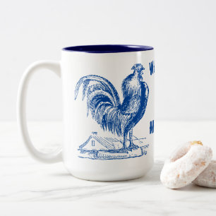 Rooster und Bauernhaus im viktorianischen Zeitalte Zweifarbige Tasse