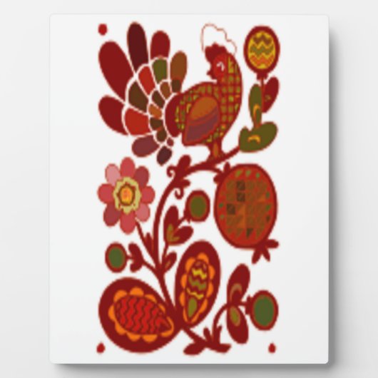 ROOSTER UND BLUME FOTOPLATTE (Vorderseite)