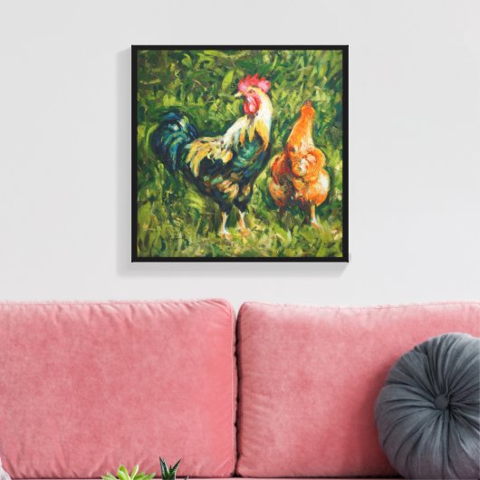 Rooster und Hen Leinwanddruck (Insitu (Wohnzimmer))