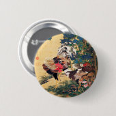 Rooster und Hen mit Hydrangeas von Ito Jakuchu Button (Vorne & Hinten)