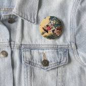 Rooster und Hen mit Hydrangeas von Ito Jakuchu Button (Beispiel)