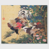 Rooster und Hen mit Hydrangeas von Ito Jakuchu Geschenkpapier (Flach)