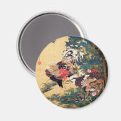 Rooster und Hen mit Hydrangeas von Ito Jakuchu Magnet (Vorderseite/Rückseite)