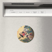 Rooster und Hen mit Hydrangeas von Ito Jakuchu Magnet (In Situ (Geschirrspüler))