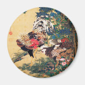 Rooster und Hen mit Hydrangeas von Ito Jakuchu Magnet (Vorne)