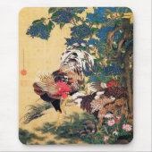 Rooster und Hen mit Hydrangeas von Ito Jakuchu Mousepad (Vorne)