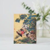 Rooster und Hen mit Hydrangeas von Ito Jakuchu Postkarte (Stehend Vorderseite)