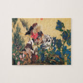 Rooster und Hen mit Hydrangeas von Ito Jakuchu Puzzle (Horizontal)