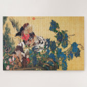 Rooster und Hen mit Hydrangeas von Ito Jakuchu Puzzle (Horizontal)