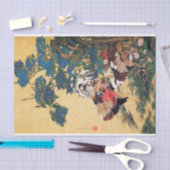 Rooster und Hen mit Hydrangeas von Ito Jakuchu Seidenpapier (Handwerk)