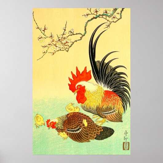 Rooster und Hen Ohara Koson 1930er Poster (Vorne)