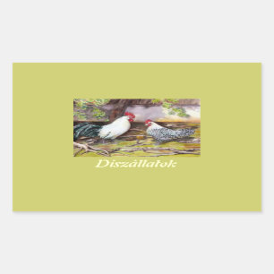 Rooster und Hen Rechteckiger Aufkleber