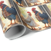 Rooster und Hen Spaß Geschenkpapier (Rolleneckpunkt)