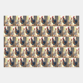 Rooster und Hen Spaß Geschenkpapier Set