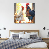 Rooster und Hen Spaß Leinwanddruck (Insitu (Schlafzimmer))