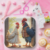 Rooster und Hen Spaß Pappteller (Party)