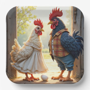 Rooster und Hen Spaß Pappteller