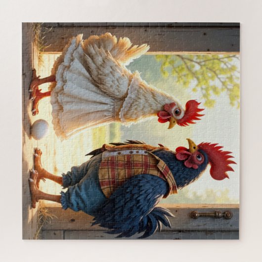 Rooster und Hen Spaß Puzzle (Horizontal)