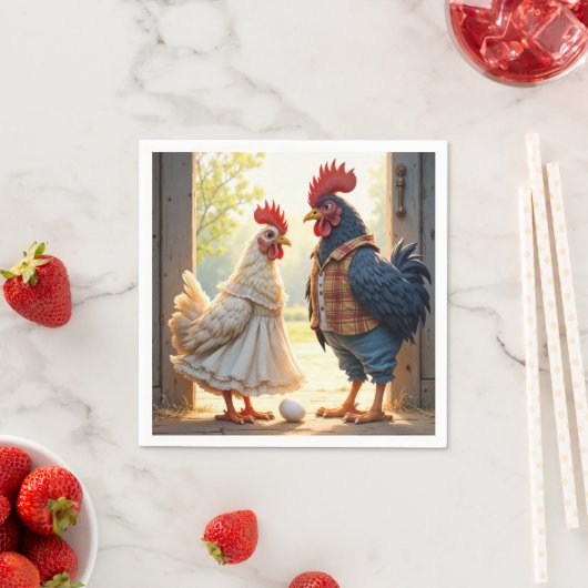 Rooster und Hen Spaß Serviette (Beispiel)
